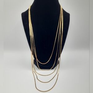 Layered Gold Chain Necklace Multi Strand Draped Minimalist Chic